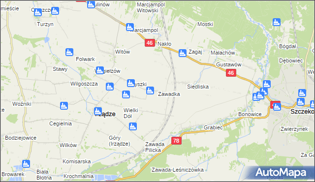 mapa Zawadka gmina Irządze, Zawadka gmina Irządze na mapie Targeo