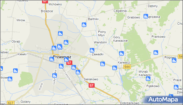 mapa Zawadki gmina Przasnysz, Zawadki gmina Przasnysz na mapie Targeo