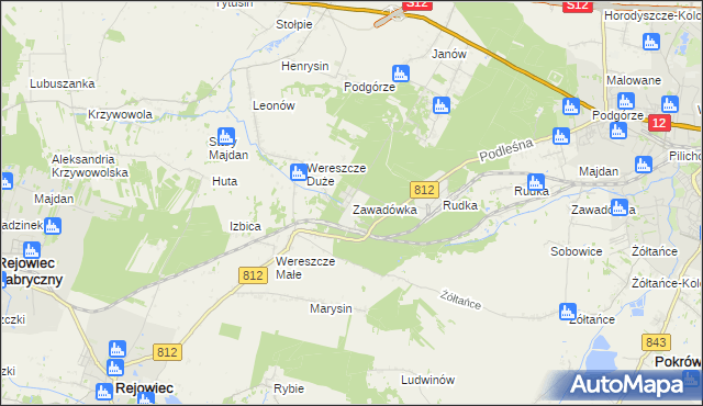 mapa Zawadówka gmina Rejowiec, Zawadówka gmina Rejowiec na mapie Targeo