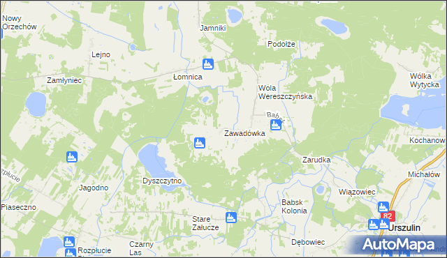 mapa Zawadówka gmina Urszulin, Zawadówka gmina Urszulin na mapie Targeo