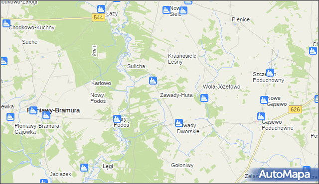 mapa Zawady-Huta, Zawady-Huta na mapie Targeo