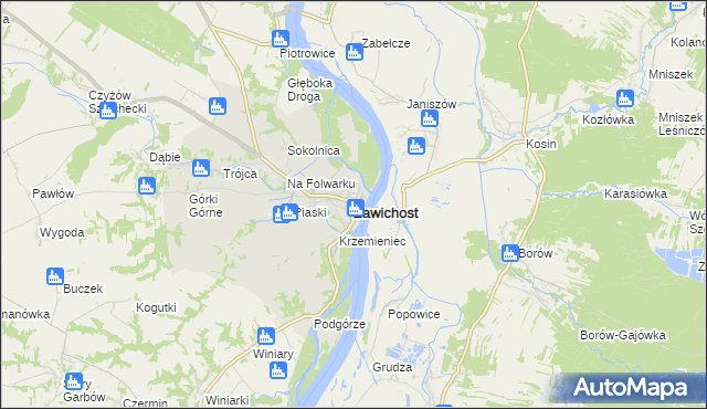mapa Zawichost, Zawichost na mapie Targeo
