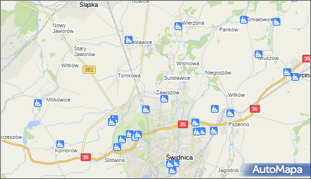 mapa Zawiszów, Zawiszów na mapie Targeo
