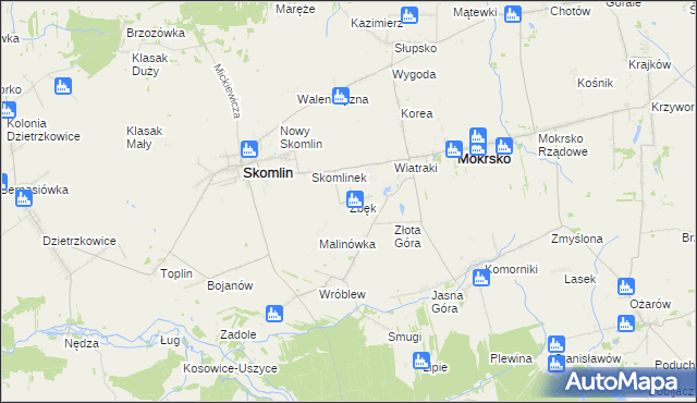 mapa Zbęk gmina Skomlin, Zbęk gmina Skomlin na mapie Targeo