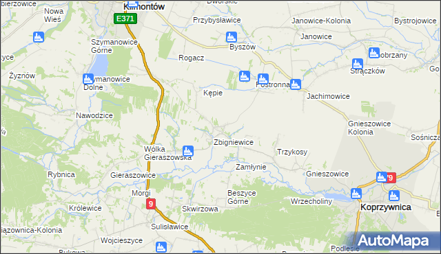 mapa Zbigniewice-Kolonia, Zbigniewice-Kolonia na mapie Targeo