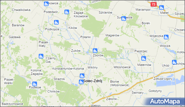 mapa Zborów gmina Solec-Zdrój, Zborów gmina Solec-Zdrój na mapie Targeo