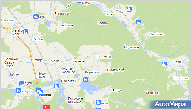 mapa Zborowskie gmina Ciasna, Zborowskie gmina Ciasna na mapie Targeo