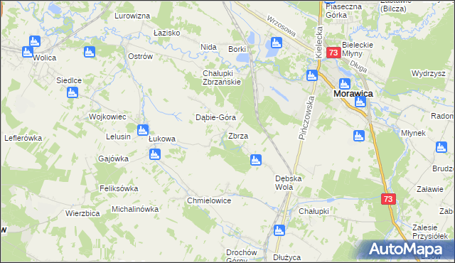 mapa Zbrza gmina Morawica, Zbrza gmina Morawica na mapie Targeo