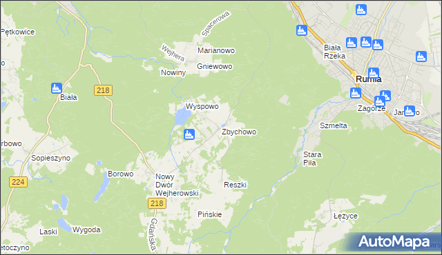 mapa Zbychowo, Zbychowo na mapie Targeo