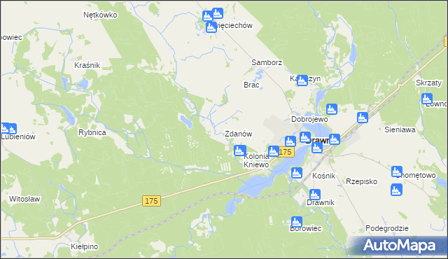 mapa Zdanów gmina Drawno, Zdanów gmina Drawno na mapie Targeo