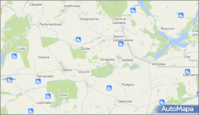 mapa Zdrogowo gmina Mrocza, Zdrogowo gmina Mrocza na mapie Targeo
