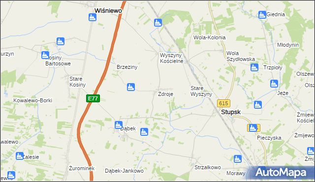 mapa Zdroje gmina Stupsk, Zdroje gmina Stupsk na mapie Targeo