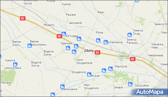 mapa Zduny powiat łowicki, Zduny powiat łowicki na mapie Targeo