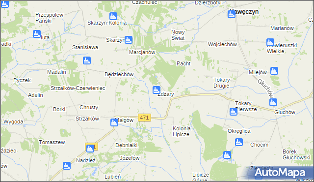 mapa Żdżary gmina Kawęczyn, Żdżary gmina Kawęczyn na mapie Targeo