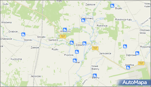mapa Żdżary gmina Nowe Miasto nad Pilicą, Żdżary gmina Nowe Miasto nad Pilicą na mapie Targeo