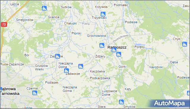 mapa Żdżary gmina Radgoszcz, Żdżary gmina Radgoszcz na mapie Targeo
