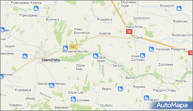 mapa Zdziar Wielki, Zdziar Wielki na mapie Targeo