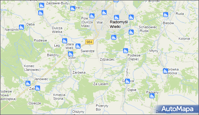 mapa Zdziarzec, Zdziarzec na mapie Targeo