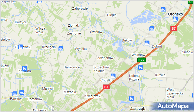 mapa Zdziechów gmina Szydłowiec, Zdziechów gmina Szydłowiec na mapie Targeo