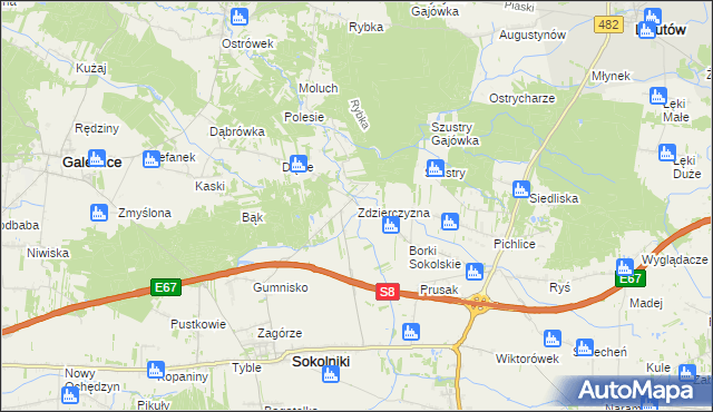 mapa Zdzierczyzna, Zdzierczyzna na mapie Targeo