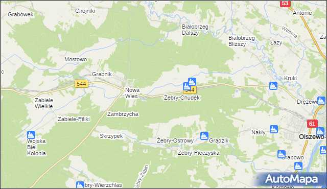 mapa Żebry-Chudek, Żebry-Chudek na mapie Targeo