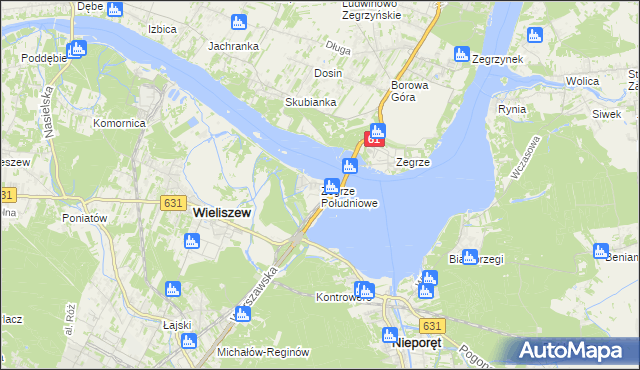 mapa Zegrze Południowe, Zegrze Południowe na mapie Targeo
