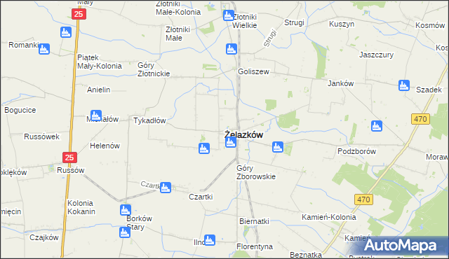 mapa Żelazków powiat kaliski, Żelazków powiat kaliski na mapie Targeo