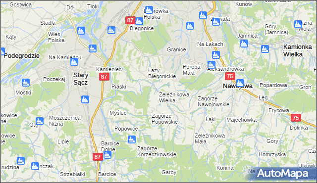 mapa Żeleźnikowa Wielka, Żeleźnikowa Wielka na mapie Targeo