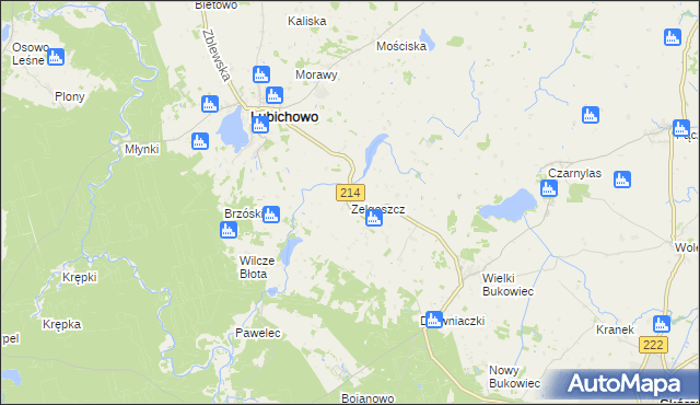mapa Zelgoszcz gmina Lubichowo, Zelgoszcz gmina Lubichowo na mapie Targeo