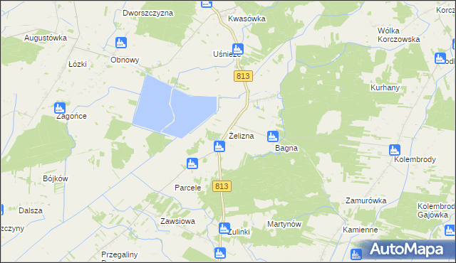 mapa Żelizna, Żelizna na mapie Targeo