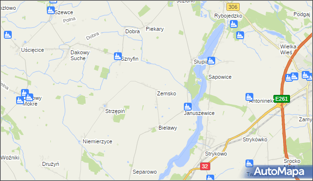 mapa Zemsko gmina Granowo, Zemsko gmina Granowo na mapie Targeo
