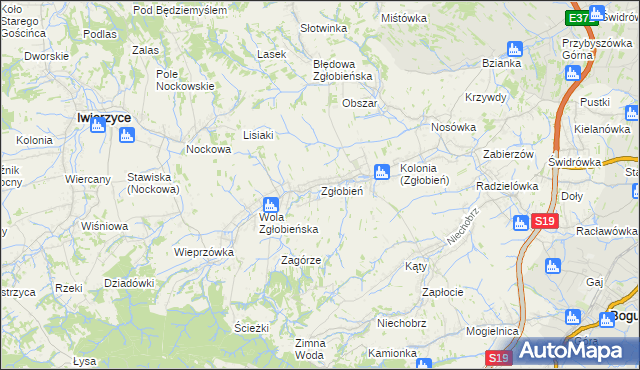 mapa Zgłobień, Zgłobień na mapie Targeo