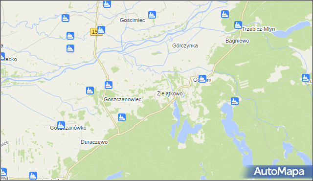mapa Zielątkowo gmina Drezdenko, Zielątkowo gmina Drezdenko na mapie Targeo