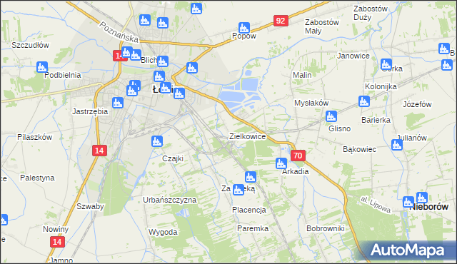 mapa Zielkowice, Zielkowice na mapie Targeo