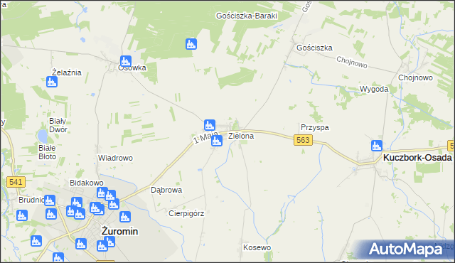 mapa Zielona gmina Kuczbork-Osada, Zielona gmina Kuczbork-Osada na mapie Targeo