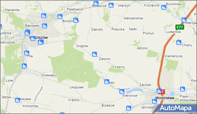 mapa Zielonki gmina Sędziszów, Zielonki gmina Sędziszów na mapie Targeo