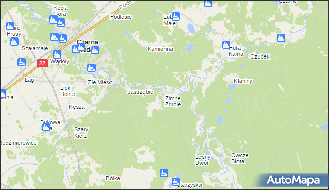 mapa Zimne Zdroje gmina Osieczna, Zimne Zdroje gmina Osieczna na mapie Targeo