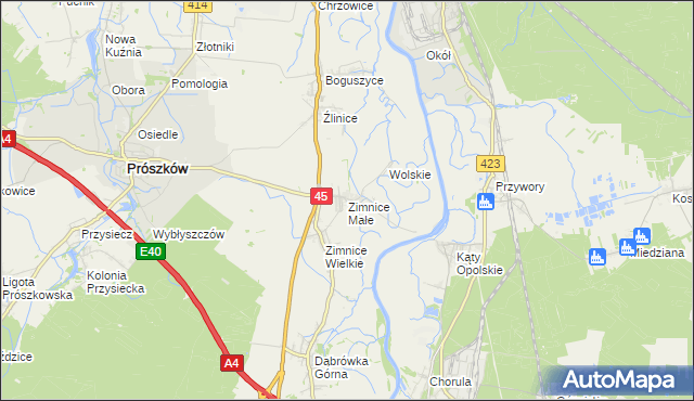 mapa Zimnice Małe, Zimnice Małe na mapie Targeo