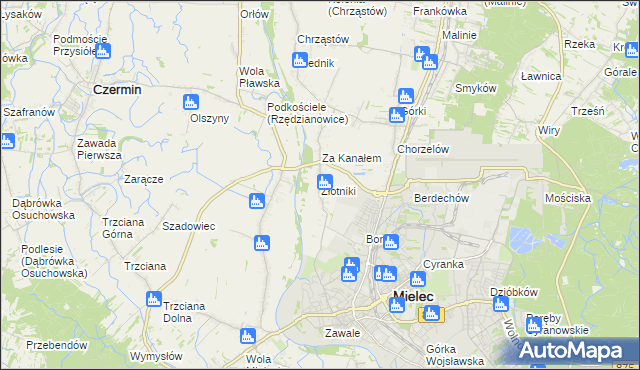 mapa Złotniki gmina Mielec, Złotniki gmina Mielec na mapie Targeo