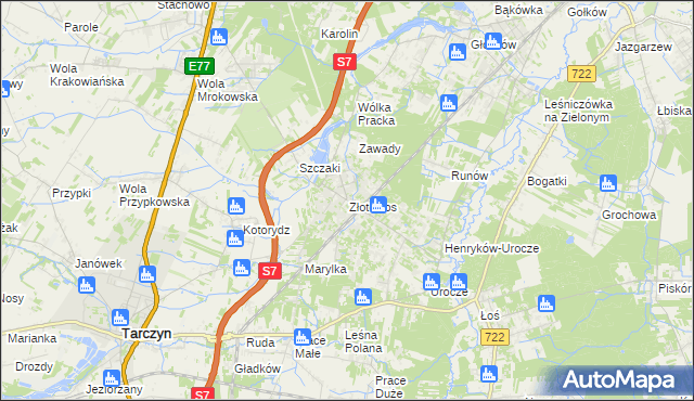 mapa Złotokłos, Złotokłos na mapie Targeo