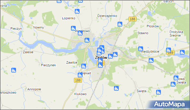 mapa Złotów, Złotów na mapie Targeo
