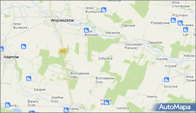 mapa Zofijówka gmina Wojcieszków, Zofijówka gmina Wojcieszków na mapie Targeo