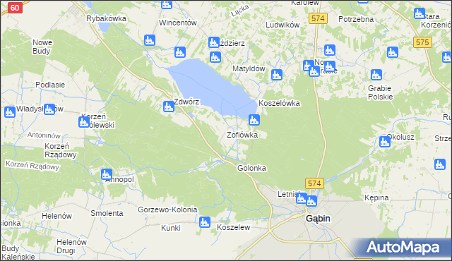 mapa Zofiówka gmina Łąck, Zofiówka gmina Łąck na mapie Targeo