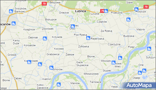 mapa Zofiówka gmina Łubnice, Zofiówka gmina Łubnice na mapie Targeo