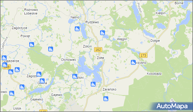mapa Żółte, Żółte na mapie Targeo
