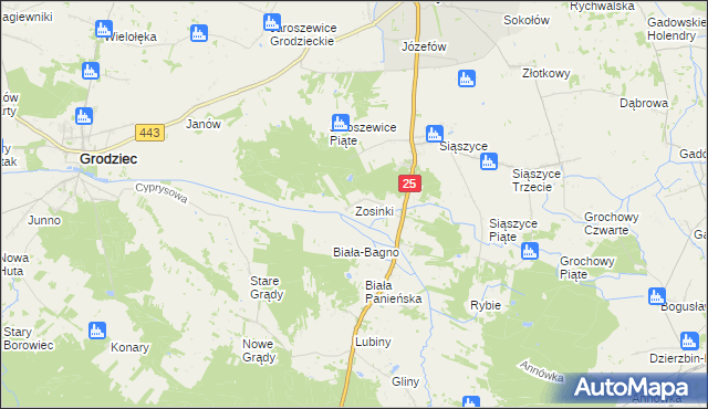 mapa Zosinki, Zosinki na mapie Targeo