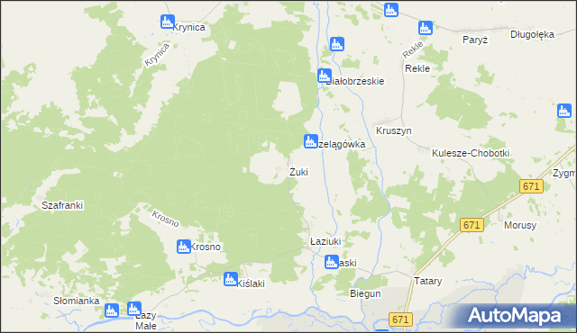 mapa Żuki gmina Tykocin, Żuki gmina Tykocin na mapie Targeo