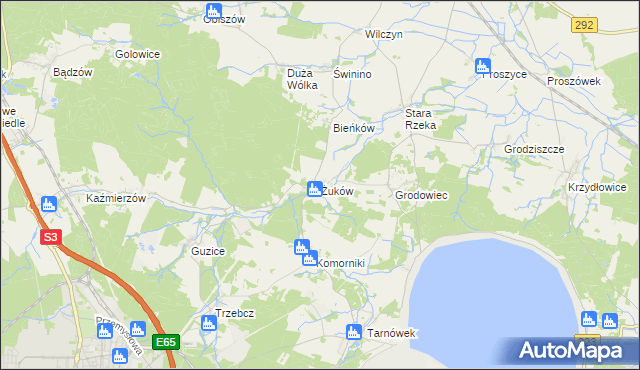 mapa Żuków gmina Polkowice, Żuków gmina Polkowice na mapie Targeo