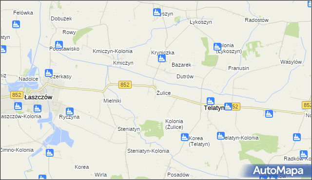 mapa Żulice, Żulice na mapie Targeo