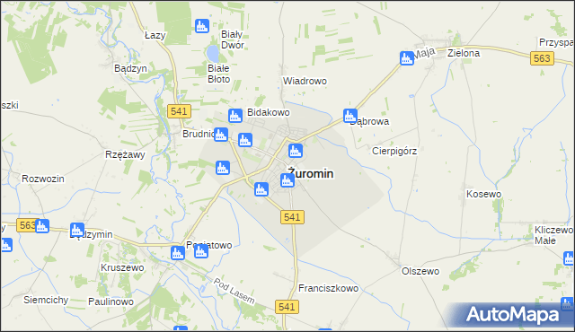mapa Żuromin, Żuromin na mapie Targeo